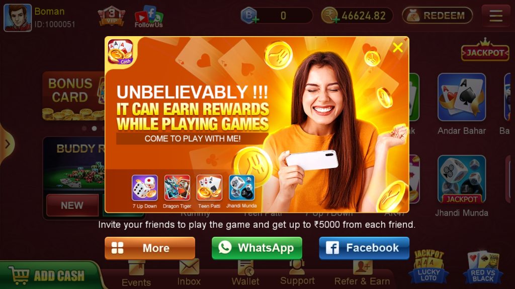 earn rewards while playing happy teen patti